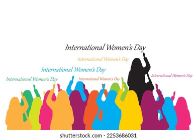Group of colorful female silhouettes to commemorate International Women's Day