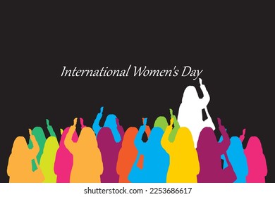 Group of colorful female silhouettes to commemorate International Women's Day