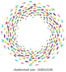 Group of colorful fish on white backround. Vector illustration.
