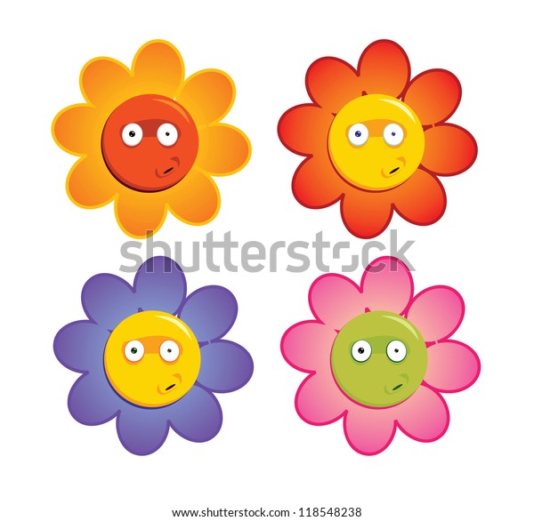 Download Group Colorful Flowers Funny Expression Vector Stock Vector (Royalty Free) 118548238