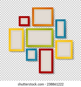 Group Of Colorful Frames On Transparent Background