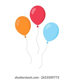 Group of colorful helium balloons floating together, perfect for celebration themes like birthday, party, or festive decoration.