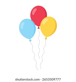 Group of colorful helium balloons floating together, perfect for celebration themes like birthday, party, or festive decoration.