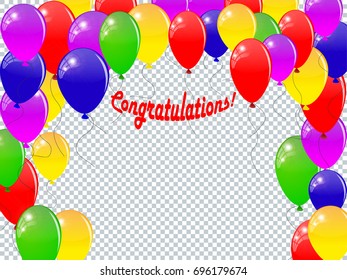 Group of colorful helium balloons. Greeting background. Vector illustration.
