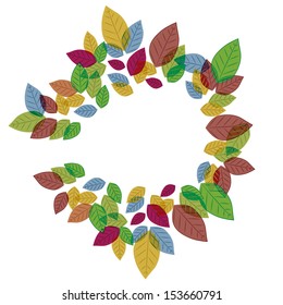 a group of colorful leafs in a pattern in a white background