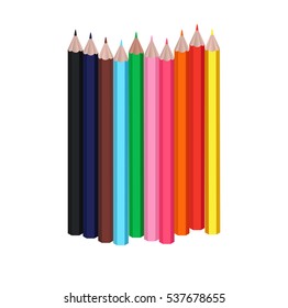Group of colorful pencils, isolated vector objects for education design or business presentation