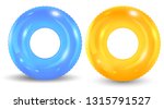 Group of colorful pool ring isolated on white background.