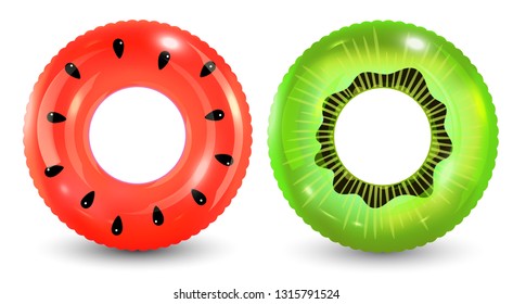 Group of colorful pool ring isolated on white background.
