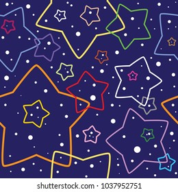 A group of colorful stars in spcace. Perfect to let your imagination fly. Can you imagine a kid's-room ceiling wallpapered with this pattern this? I do!