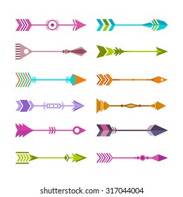 Group of colorful tribal arrows vector illustration