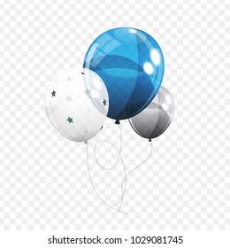 Group of Colour Glossy Helium Balloons Isolated on Transperent  Background. Set of Balloons for Birthday, Anniversary, Celebration  Party Decorations. Vector Illustration EPS10 
