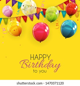 Group of Colour Glossy Helium Balloons Background. Set of  Balloons for Birthday, Anniversary, Celebration  Party Decorations. Vector Illustration EPS10