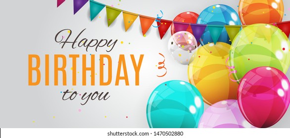 Group of Colour Glossy Helium Balloons Background. Set of  Balloons for Birthday, Anniversary, Celebration  Party Decorations. Vector Illustration EPS10