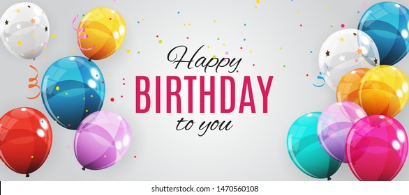Group of Colour Glossy Helium Balloons Background. Set of  Balloons for Birthday, Anniversary, Celebration  Party Decorations. Vector Illustration EPS10