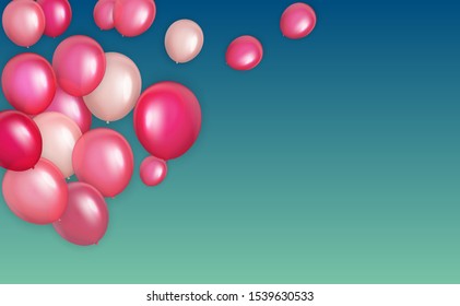 Group of Colour Glossy Helium Balloons Background. Set of  Balloons for Birthday, Anniversary, Celebration  Party Decorations. Vector Illustration EPS10
