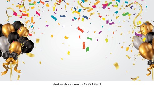 Group of Colour Glossy Helium Balloons Background. Set of Balloons for Birthday, Anniversary, Celebration Party Decorations. Vector 