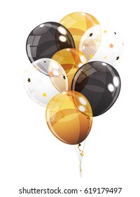 Group of Colour Glossy Helium Balloons Isolated on White Background. Vector Illustration EPS10