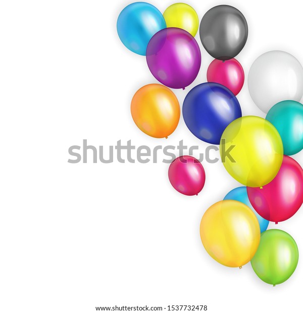 Group Colour Glossy Helium Balloons Background Stock Vector Royalty