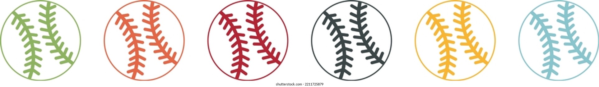 Group of coloured baseball sport icons