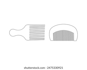 Grupo de Icono de Contorno de Peine aislado fondo blanco. Ilustración vectorial