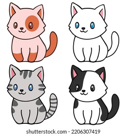 Group of Comic Cartoon Cat