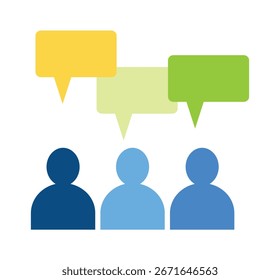  Group communication and discussion icon, Teamwork and collaboration symbol with speech bubbles