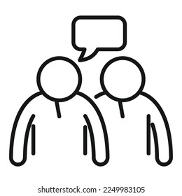 vector de contorno de icono de comunicación de grupo. Mensaje de la gente. Trabajo en equipo móvil