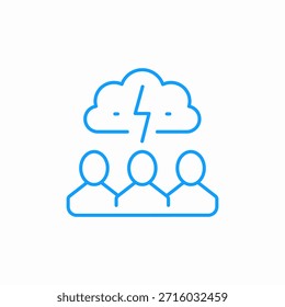 Vector de signo de icono de nube de conflicto de grupo