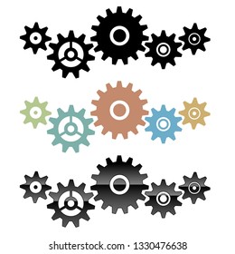 Group of connected gears vector illustration