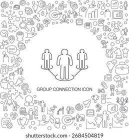 Icono de conexión de grupo, estilo de línea con fondo de mosaico, ideal para el Web y el uso de fondo.