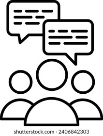 Group conversation Outline vector illustration icon