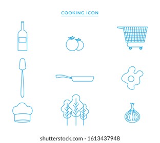 Group of cooking icons on white background