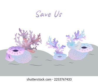 a group of coral reef vector for global warming campaign