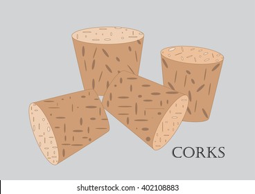 group corks on grey background,vector,illustration
