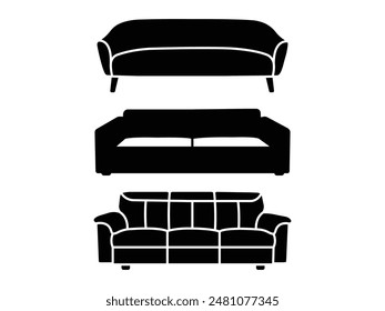 Group of Couch Silhouette isolated white background. Vector Illustration