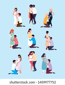 group of couples pregnant avatar character