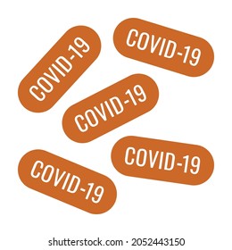 Group of COVID-19 pills or medications flat vector color icon for medical apps and websites