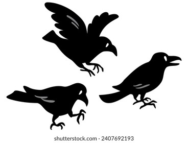 Group of crows. Isometric view.