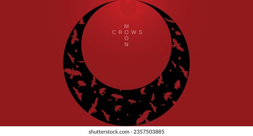 Group of crows on the Moon Abstract Background for Halloween
