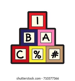 Group of cube toys on a white background, Vector illustration