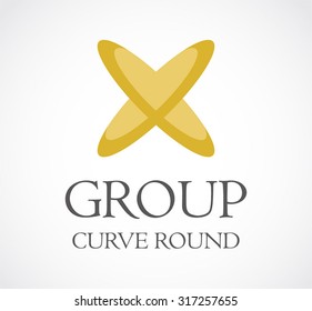 Group curve circle ring connect abstract vector logo design template unity business office icon company and corporate identity symbol concept