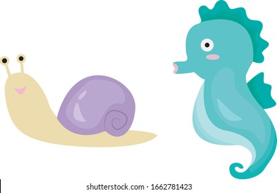 its group of cute animal , cartoon animal in white