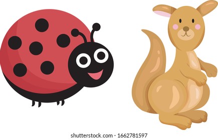 its group of cute animal , cartoon animal in white