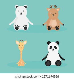 group of cute animals characters