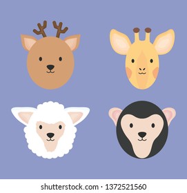 group of cute animals characters