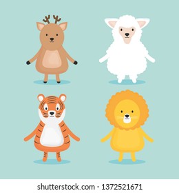 group of cute animals characters