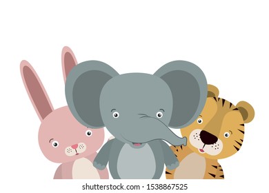 group of cute animals characters vector illustration design