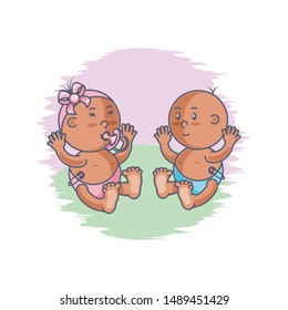 group of cute baby avatar character