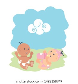 group of cute baby avatar character