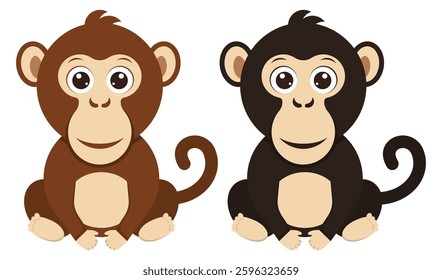 A group of cute cartoon monkeys is huddled together, creating a charming scene with playful designs